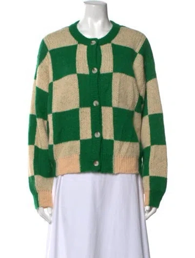 Pre-owned Stine Goya Plaid Print Crew Neck Sweater In Green