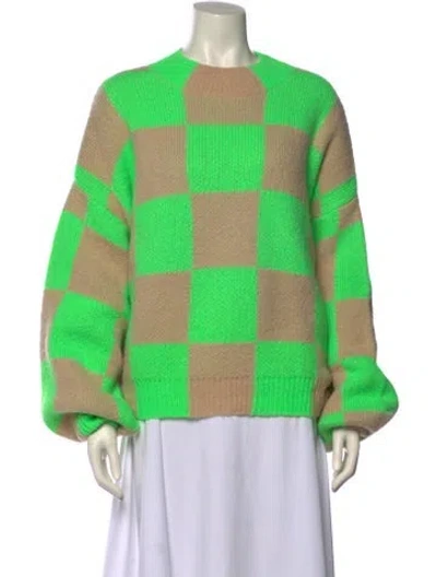 Pre-owned Stine Goya Plaid Print Crew Neck Sweater W/ Tags In Green