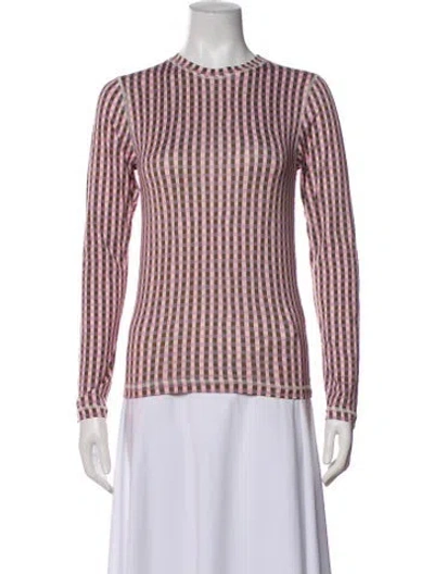 Pre-owned Stine Goya Plaid Print Crew Neck Top In Pink