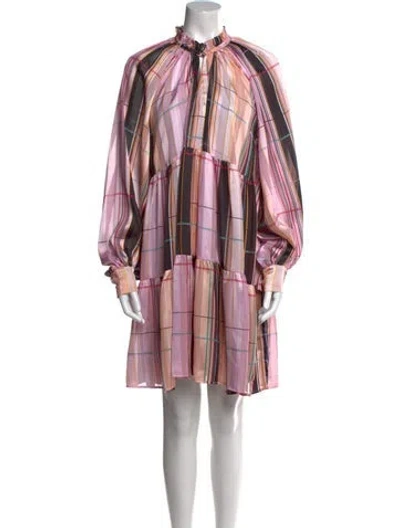 Pre-owned Stine Goya Plaid Print Knee-length Dress In Purple