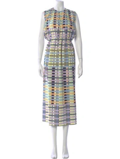 Pre-owned Stine Goya Plaid Print Long Dress In Pink