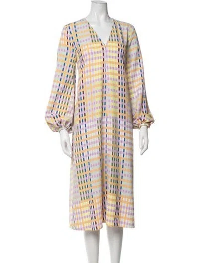 Pre-owned Stine Goya Plaid Print Midi Length Dress W/ Tags In Green