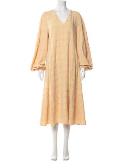 Pre-owned Stine Goya Plaid Print Midi Length Dress In Yellow
