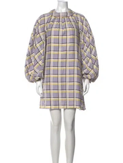 Pre-owned Stine Goya Plaid Print Mini Dress In Purple