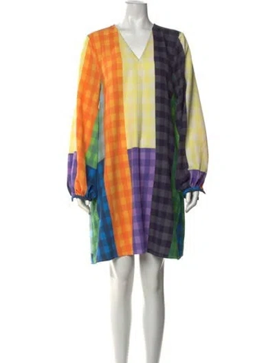 Pre-owned Stine Goya Plaid Print Mini Dress In Yellow