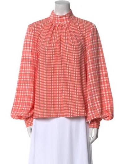 Pre-owned Stine Goya Plaid Print Mock Neck Blouse W/ Tags In Multi