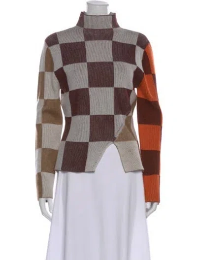 Pre-owned Stine Goya Plaid Print Mock Neck Sweater In Multi