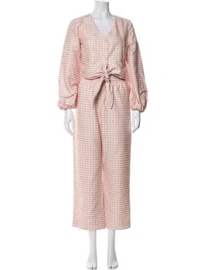 Pre-owned Stine Goya Plaid Print Pant Set In Neutral
