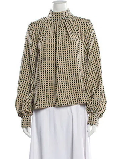 Pre-owned Stine Goya Plaid Print Turtleneck Blouse In Black