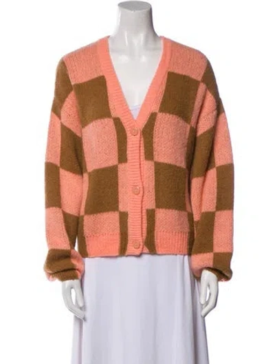 Pre-owned Stine Goya Plaid Print V-neck Sweater In Orange