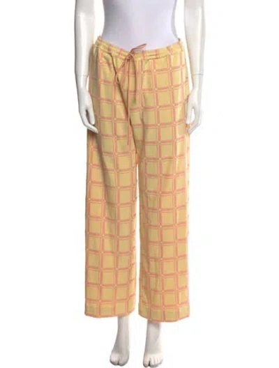 Pre-owned Stine Goya Plaid Print Wide Leg Pants In Yellow
