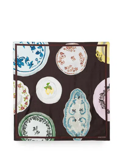 Stine Goya Plate-print Scarf In Brown