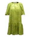 Stine Goya Pleated Lemon Mini Dress In Green Viscose In Green