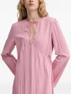 Stine Goya Pleated Tie-neck Midi Dress In Pink