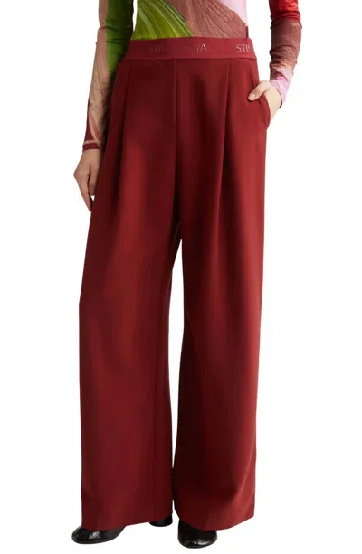 Stine Goya Pleated Wide Leg Long Pants In Bordeaux