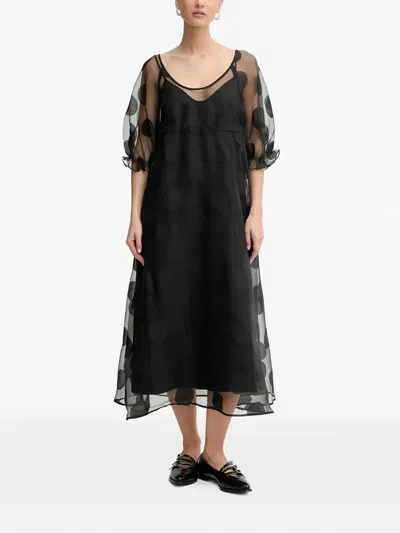 Stine Goya Polka-dot Midi Dress In Black