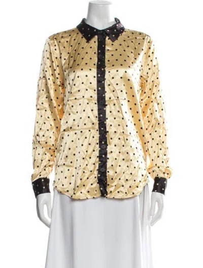 Pre-owned Stine Goya Polka Dot Print Long Sleeve Top In Yellow