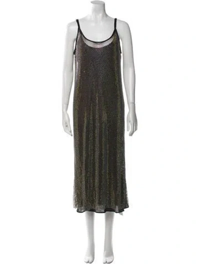 Pre-owned Stine Goya Polka Dot Print Midi Length Dress In Black