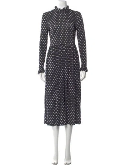 Pre-owned Stine Goya Polka Dot Print Midi Length Dress In Blue