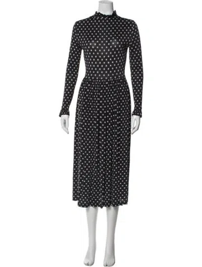 Pre-owned Stine Goya Polka Dot Print Midi Length Dress In Blue
