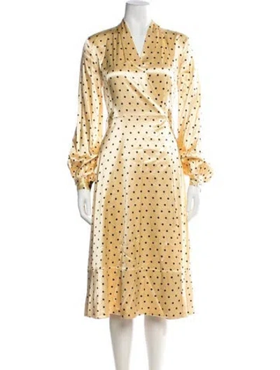 Pre-owned Stine Goya Polka Dot Print Midi Length Dress In Yellow