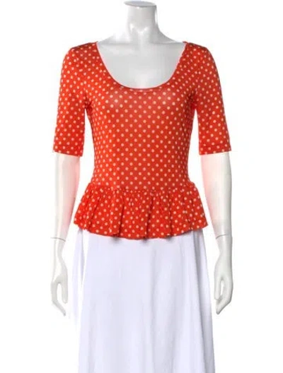 Pre-owned Stine Goya Polka Dot Print Scoop Neck Top In Orange
