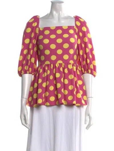 Pre-owned Stine Goya Polka Dot Print Square Neckline Top In Pink