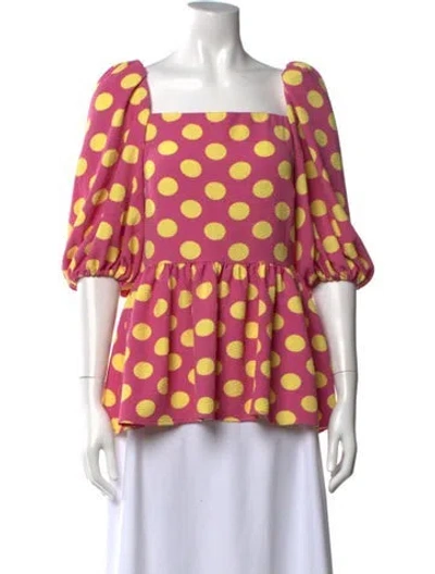 Pre-owned Stine Goya Polka Dot Print Square Neckline Top In Pink