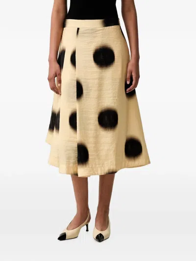 Stine Goya Polka-dot Pleated Midi Skirt In Brown
