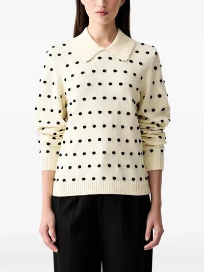 Stine Goya Polka-dot Pom-pom Sweater In Neutral