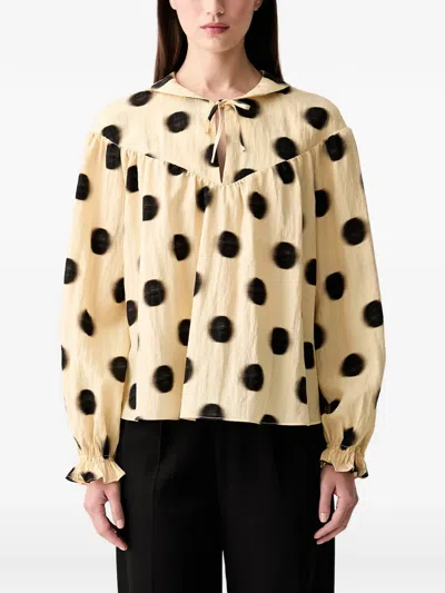 Stine Goya Polka-dot Ruffled Blouse In Yellow