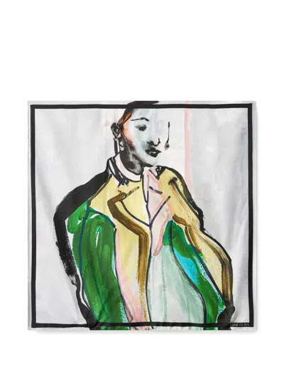 Stine Goya Portrait-print Scarf In Multi