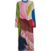 Stine Goya Print Long Sleeve Body-con Stretch Jersey Midi Dress In Hands