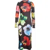 Shop Stine Goya Print Long Sleeve Body-con Stretch Jersey Midi Dress In Watercolor Bloom