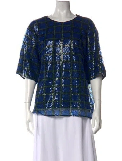 Pre-owned Stine Goya Printed Crew Neck Blouse In Blue