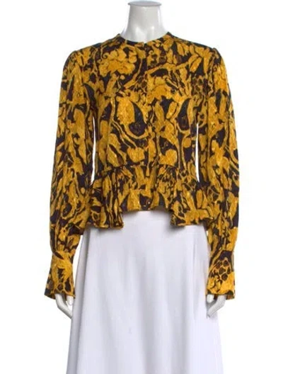 Pre-owned Stine Goya Printed Crew Neck Blouse In Yellow