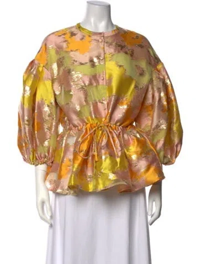 Pre-owned Stine Goya Printed Crew Neck Blouse In Yellow