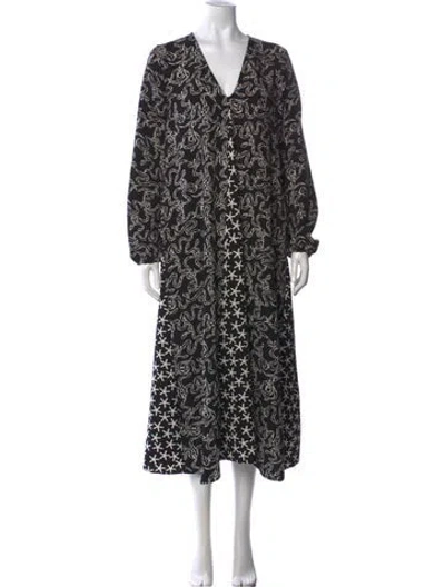 Pre-owned Stine Goya Printed Long Dress In Black
