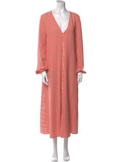 Pre-owned Stine Goya Printed Long Dress In Orange