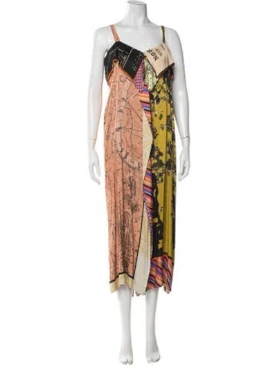 Pre-owned Stine Goya Printed Long Dress In Orange