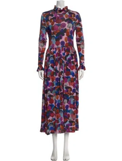 Pre-owned Stine Goya Printed Long Dress In Purple
