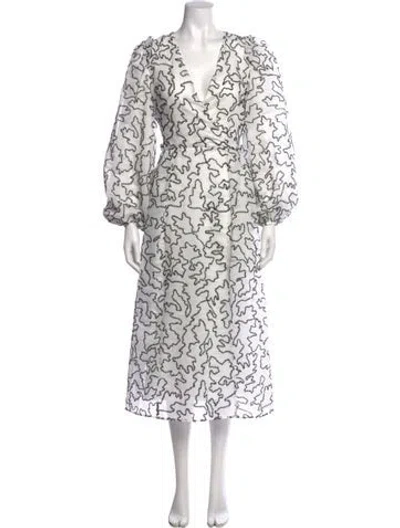 Pre-owned Stine Goya Printed Long Dress In White