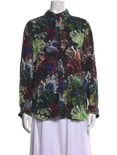 Pre-owned Stine Goya Printed Long Sleeve Top In Black