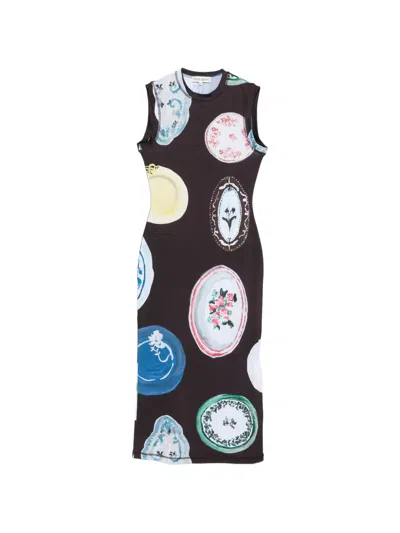 Stine Goya Printed Midi Dress In Black