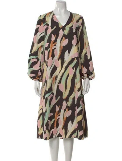 Pre-owned Stine Goya Printed Midi Length Dress In Black