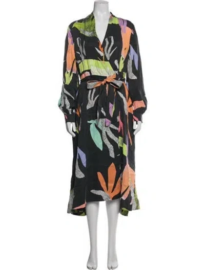 Pre-owned Stine Goya Printed Midi Length Dress In Black