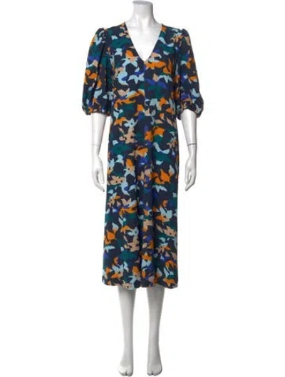 Pre-owned Stine Goya Printed Midi Length Dress In Blue