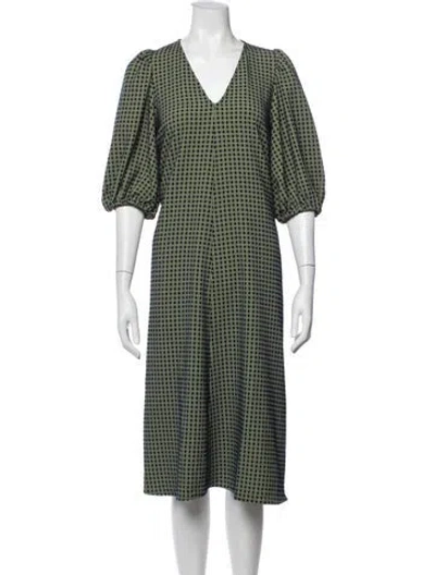 Pre-owned Stine Goya Printed Midi Length Dress In Green