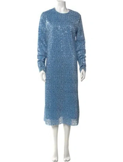 Pre-owned Stine Goya Printed Midi Length Dress W/ Tags In Blue/metallic