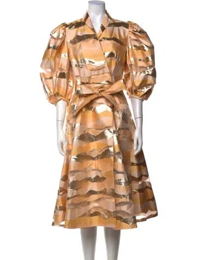 Pre-owned Stine Goya Printed Midi Length Dress W/ Tags In Metallic/orange